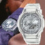 CASIO 卡西歐 G-SHOCK 半透明感 金屬蒸鍍工藝 雙顯電子錶 手錶 GA-2100BM-7A8, , large