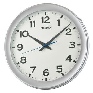 SEIKO 精工 工業風 滑動式秒針靜音掛鐘 時鐘-銀框 QXA835S
