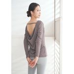 YOGA FLOW Soft(L)Sleeve - 後背優雅垂墜罩衫 - 冬日灰 Dark Grey, , large