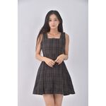 (S) mello質感無袖厚磅深棕色洋裝二手衣, , large