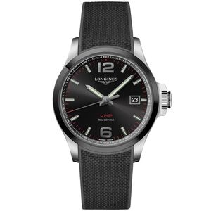 LONGINES浪琴 征服者系列V.H.P.萬年曆陶瓷圈手錶-黑 L37294569