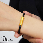【Prisme Gold】黃金手鍊 福字彎管 編織皮手鍊 (金重：約0.08錢±0.03), , large