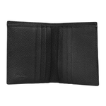 PRADA 銀字Logo 粒紋皮革短版對開8卡短夾/黑色, , large