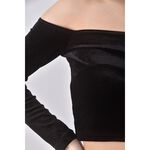 (S) 【智恩私服】qianhan質感修身短版一字領黑色長袖上衣二手衣, , large