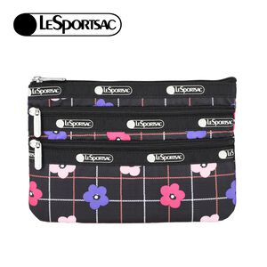 |快速出貨|Lesportsac 3-Zip Cosmetic 三層拉鍊化妝包/ 花格棋盤
