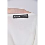 (S) shein質感V領白色短袖上衣二手衣, , large