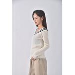 (F) 【德馨私服】browny質感坑紋杏色長袖上衣二手衣, , large