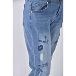 (XL) 高腰丹寧牛仔棉質直筒藍色長褲二手衣, , large