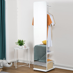 《C&B》思薇安移動式實木衣帽架穿衣鏡-白色, , large