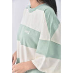 (2XL) alexandra mattiussi棉質純棉條紋綠色短袖上衣二手衣, , large