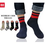 【BVD】單色雙配條1/2氣墊男襪<黑>B280 男襪 短襪 休閒襪, , large