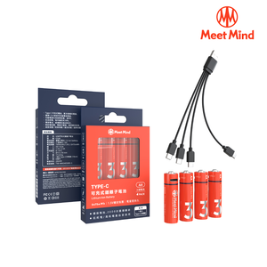 [Meet Mind] USB C rechargeable lithium battery AA (4 in, with 1 to 4 charging cable)