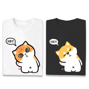 JZ TEE 柴犬&貓咪HEY 印花短袖T恤,  JZ TEE 柴犬&貓咪HEY 印花短袖T恤