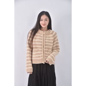 (L) the ladywore質感針織條紋杏色外套二手衣