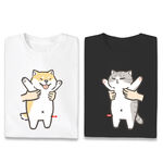 JZ TEE 柴犬 貓咪-飛高高 印花短袖T恤, , large
