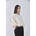 (M) air space質感圓領白色長袖上衣二手衣, , large