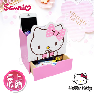 【百科良品】Kitty凱蒂貓 造型分格收納 單抽屜盒 置物盒 筆桶 桌上 文具收納(正版授權台灣製)