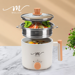 【MOLIJIA 魔力家】1.8L-M28 雙層防燙不沾快煮鍋+M0819不鏽鋼蒸籠-簡約白, , large