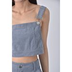 (S) 【安于晴Charlene私服】cider高腰質感吊帶兩件式藍色長褲二手衣, , large