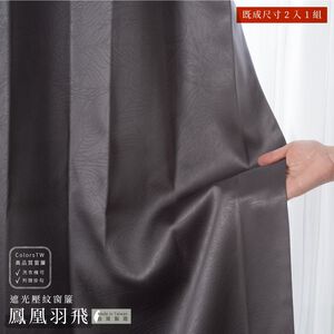 Ready-Made Curtains – Set of 2 Panels – "Phoenix Feather Flight" Design – Width 100cm, Height 165/210/240cm – Made in Taiwan – Pressed Flower Pattern – Dark Gray – Machine Washable ※免運※