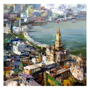 【御畫房】城市印象 國家一級畫師手繪油畫80×80cm(VF-167)