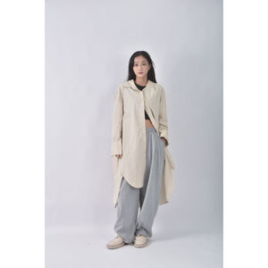 (XL) meier q質感棉質素面杏色洋裝二手衣