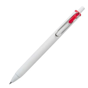 【龍品文創】 三菱 UNI-BALL UMNS-38 ONE 超細自動鋼珠筆 白桿 紅色 0.38mm 1支入
