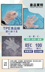 TPE食品級鑽石紋手套-100入-M號X6盒, , large
