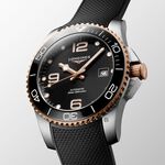 LONGINES 浪琴 深海征服者浪鬼陶瓷潛水機械錶-黑x玫瑰金/41mm L37813589, , large