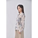 (S) amy company質感花紋白色短袖上衣二手衣, , large