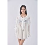 (L) 質感荷葉邊白色罩衫二手衣, , large