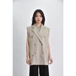 (L) komm 31 style質感西裝無袖灰杏色外套二手衣, , large