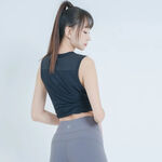 YOGA FLOW Freedom Tank(L) - 圓領拼接長板罩衫 - 烏漆黑 Black, , large