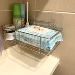 [熊好貼國際]中型多功能置物架(304不鏽鋼)洗衣粉架 洗衣精 無痕掛勾  凹凸 紋路光滑牆面皆可貼(選超黏)掛鉤, , large