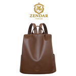 【ZENDAR】台灣總代理 限量1折 頂級超柔軟小牛皮防盜後背包 米樂系列 全新專櫃展示品(咖啡色), , large
