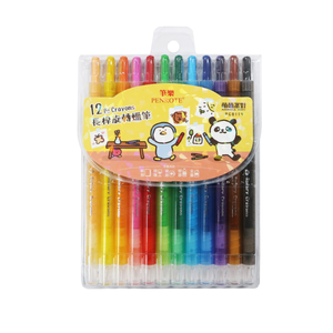【PENROTE 筆樂】12色長桿旋轉蠟筆(A+品質)