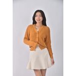 (S) uniqlo質感羊毛棉質V領黃色外套二手衣, , large