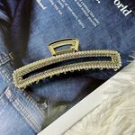 Bijoux C. 方型珍珠水鑽抓夾 (G50503), , large