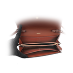 BURBERRY 經典格紋拼牛皮皮夾式斜背包/經典米色/焦糖色, , large