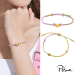 【Prisme Gold】黃金手鍊 愛心 彩色編繩手鍊 顏色隨機 (金重：約0.04錢±0.02), , large