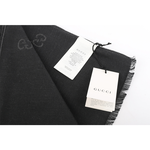 GUCCI GG Logo 羊毛披肩/圍巾/黑色/炭灰色, , large