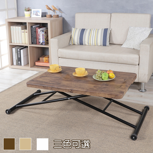 《C&B》中崎氣壓式90*60CM桌面加厚氣壓升降桌便利桌/台灣生產-胡桃色