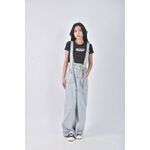 (XL) kkpop高腰丹寧牛仔吊帶棉質藍色長褲二手衣, , large