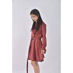 (S) red j西裝長版排扣紅色綁帶外套二手衣, , large
