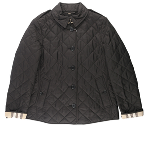 BURBERRY L號菱格紋棉質輕型外套/黑色