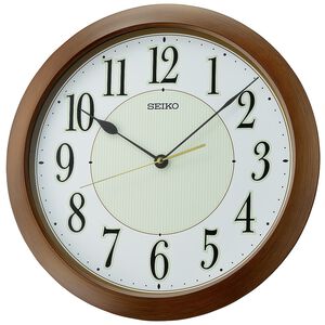 SEIKO 精工 靜音滑動秒針時鐘 仿木紋夜光功能掛鐘 QXA824B
