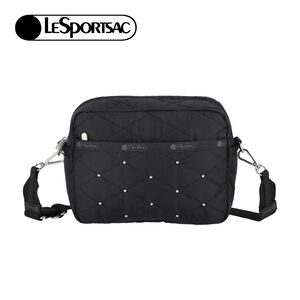 |快速出貨|Lesportsac Deluxe Crossbody 拉鍊斜背包 送禮推薦-黑色拼布釘飾