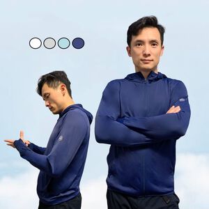 【A&R】大尺碼 冰絲涼感速乾抗UV連帽防曬外套 男款 白,XL