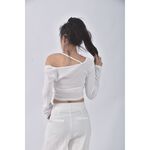 (S) 【安于晴Charlene私服】thehagi韓牌質感修身短版白色長袖上衣二手衣, , large