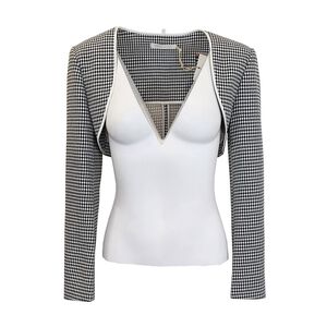 格紋小掛肩鑲邊短外套